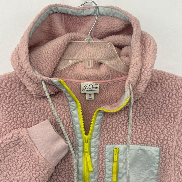 J. Crew Tops - J. Crew Vintage Fleece Teddy Sherpa Half Zip Hoodie Pink XS